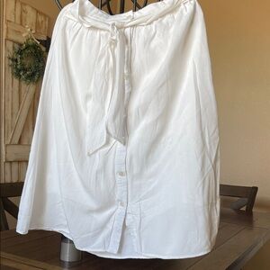 Paper Crane White Button-Down Skirt